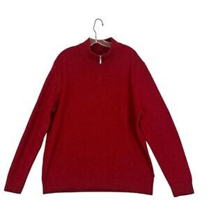 Tommy Bahama Marino Wool Sweater Men’s Sz XL Red High Neck Pullover 1/4 Zip